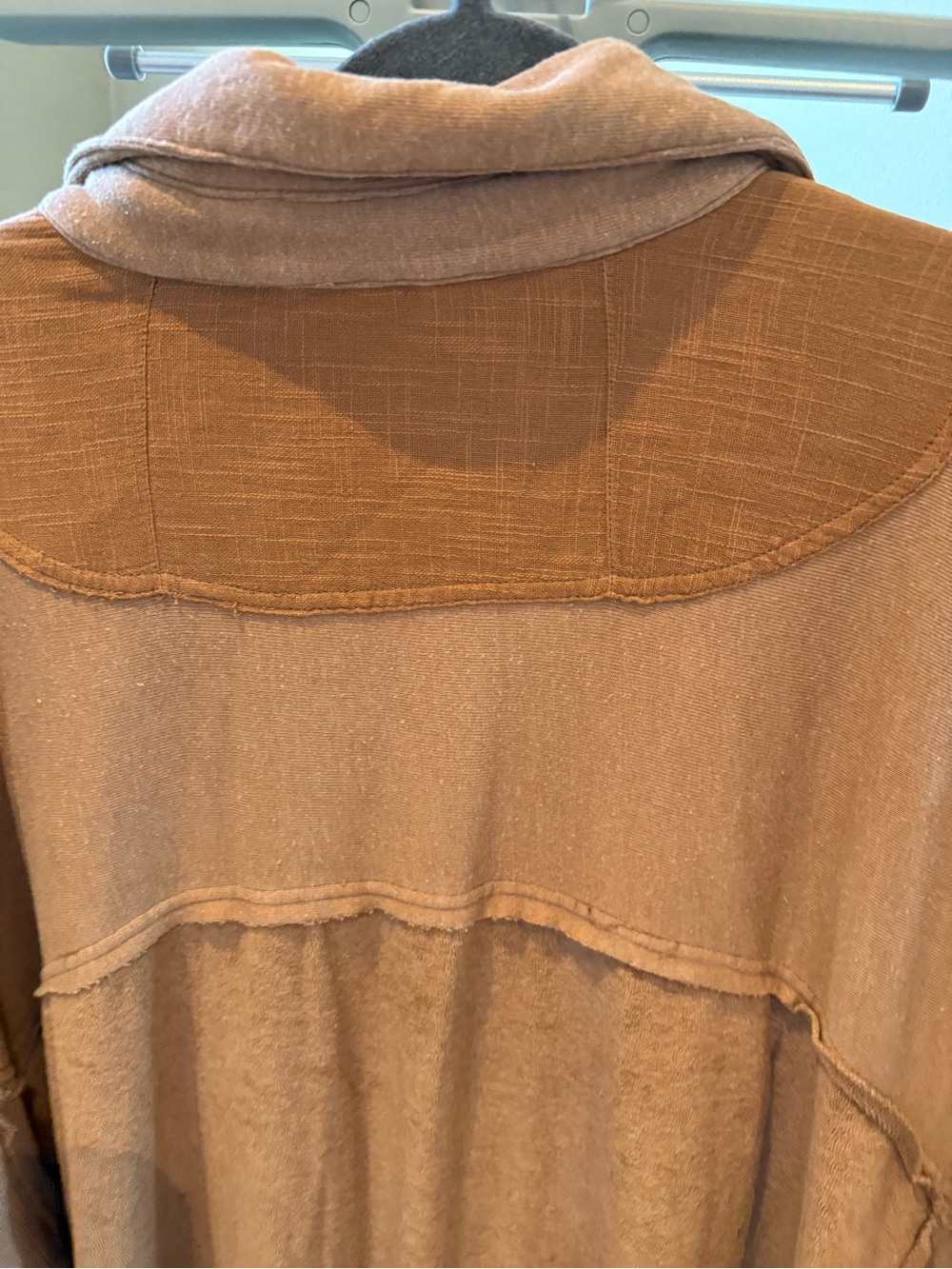 Free People Sweatshirt Hi Lo Slouchy Button Pockets Burnt Sienna Brow - Picture 10 of 10